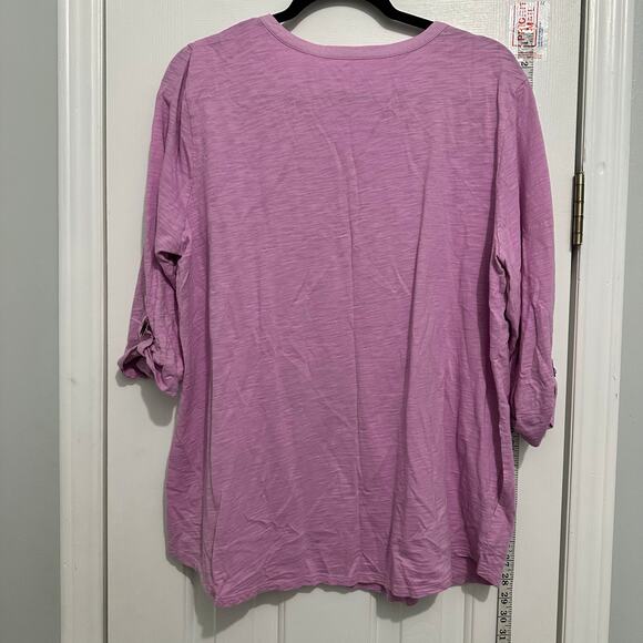 Chico’s The Ultimate Tee Long Sleeve lilac Stretch Top Size 3 Rayon Spandex - Picture 6 of 7
